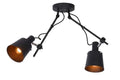 Lucide QUINNY ceiling spotlight 2xE27 Black steel, rotatable tiltable, IP20 indoor industrial style lighting
