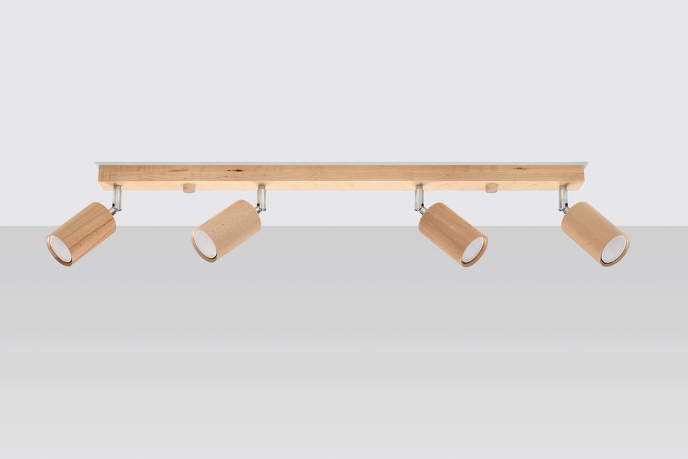 Deckenspot BERG 4 Holz Natur - 4x GU10 Fassung - max. 4x40W - exkl. LED's