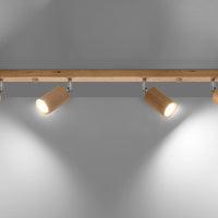 Deckenspot BERG 4 Holz Natur - 4x GU10 Fassung - max. 4x40W - exkl. LED's