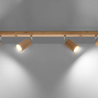 Deckenspot BERG 4 Holz Natur - 4x GU10 Fassung - max. 4x40W - exkl. LED's