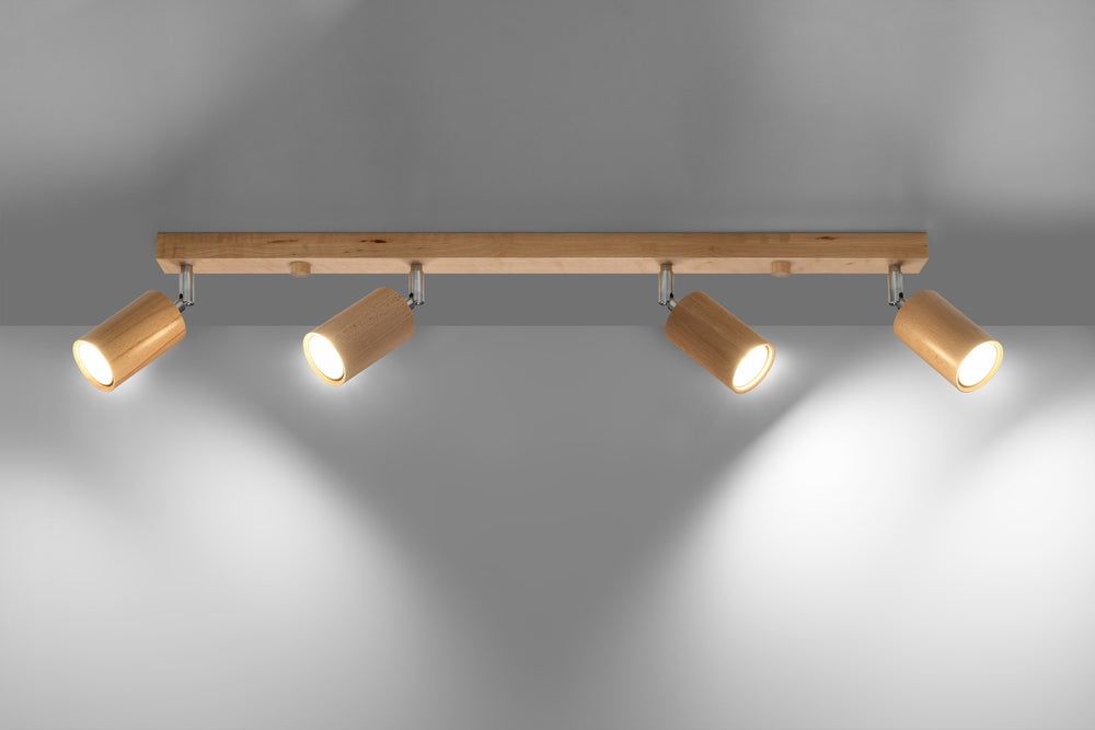 Deckenspot BERG 4 Holz Natur - 4x GU10 Fassung - max. 4x40W - exkl. LED's