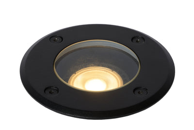 Lucide BILTIN LED Bodeneinbaustrahler IP67 Sand Matt Schwarz Ø108mm GU10 220-240V Außenleuchte