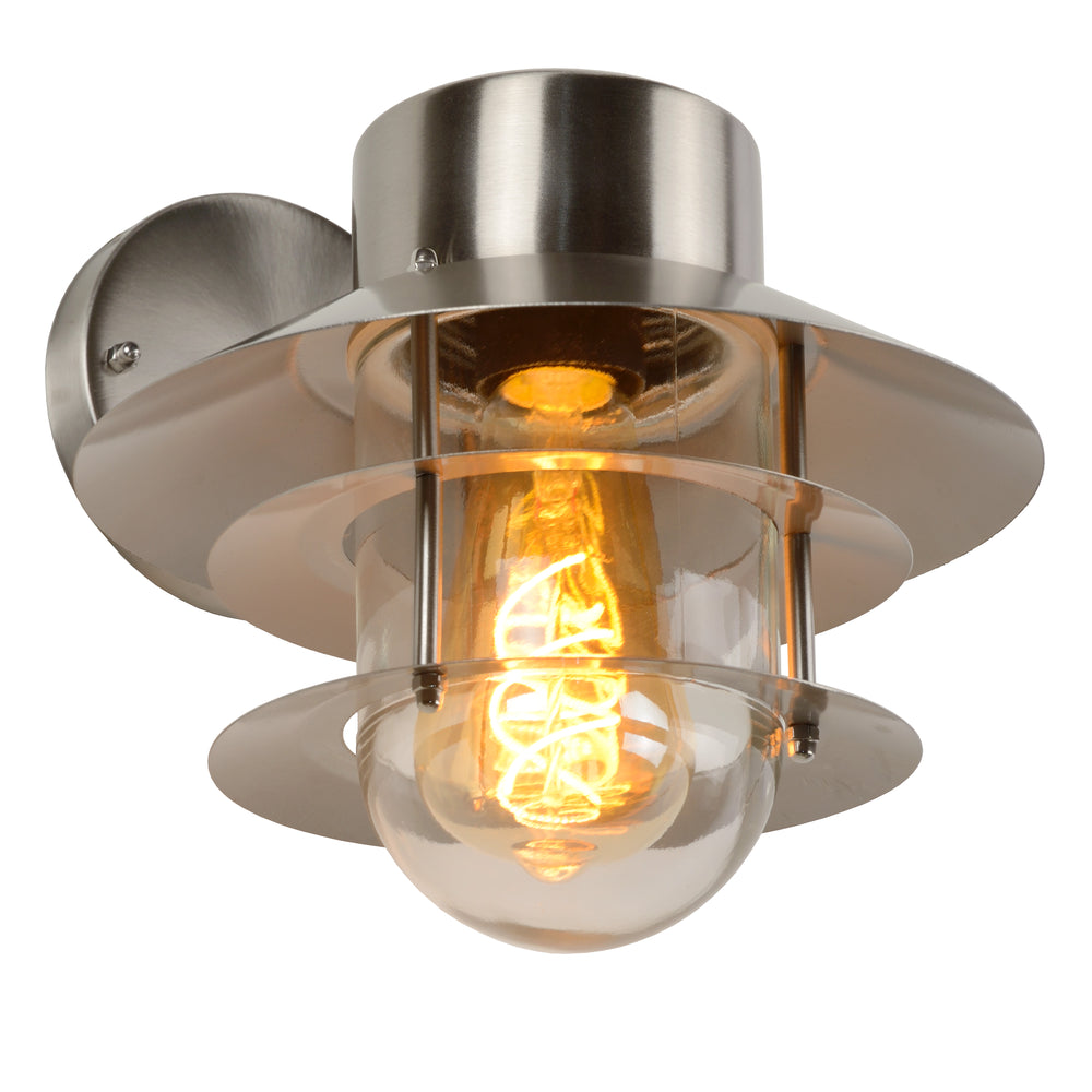 Lucide ZICO wall light stainless steel round IP44 E27 classic indoor outdoor 220-240V Ø218mm