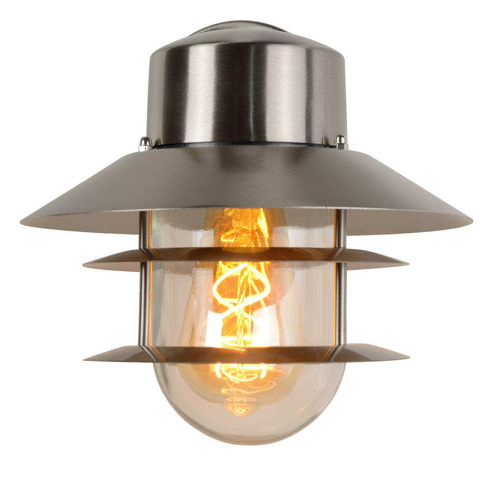 Lucide ZICO wall light stainless steel round IP44 E27 classic indoor outdoor 220-240V Ø218mm
