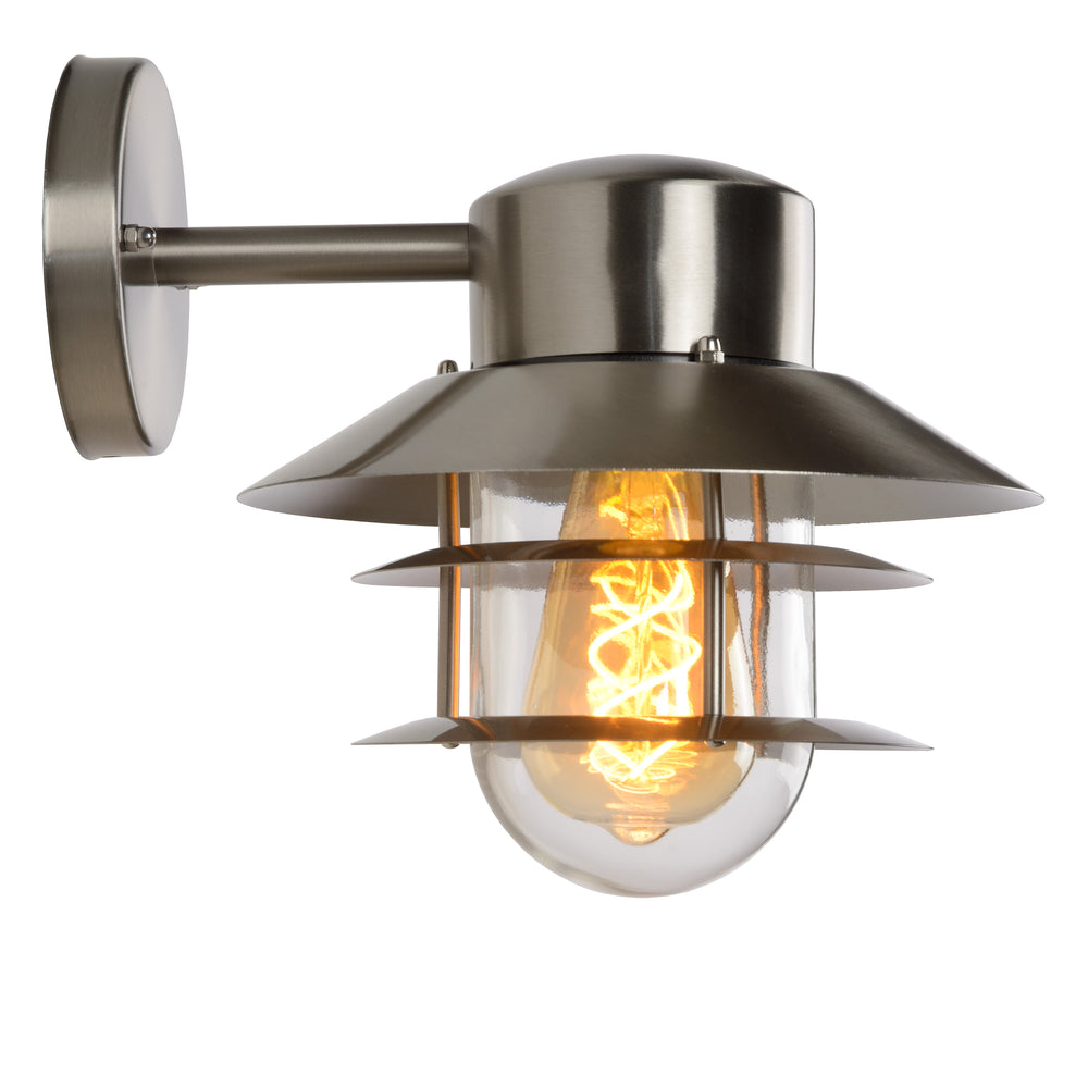Lucide ZICO wall light stainless steel round IP44 E27 classic indoor outdoor 220-240V Ø218mm