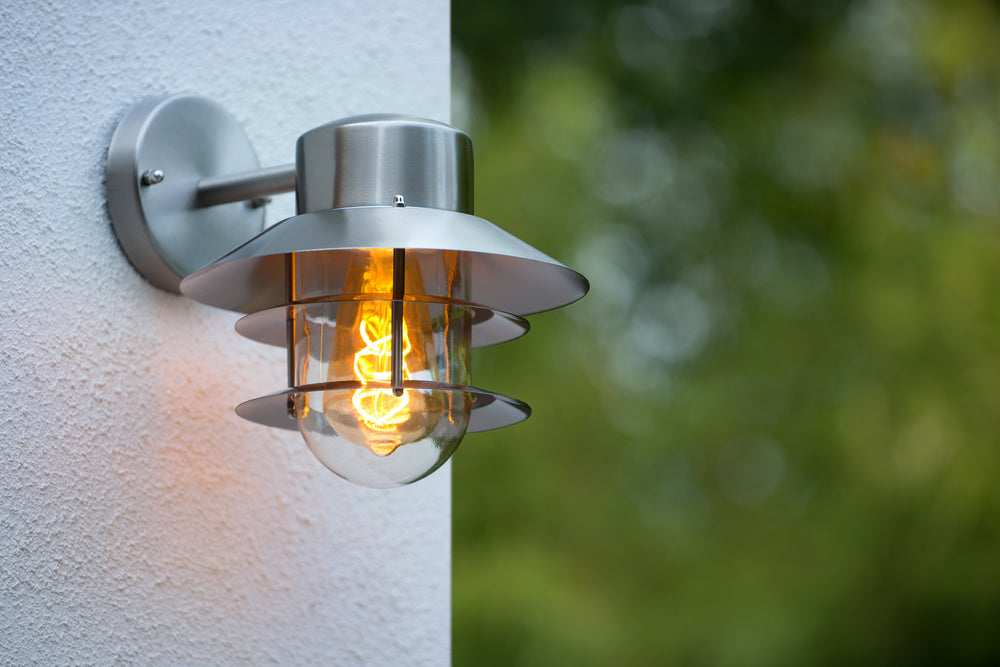 Lucide ZICO wall light stainless steel round IP44 E27 classic indoor outdoor 220-240V Ø218mm