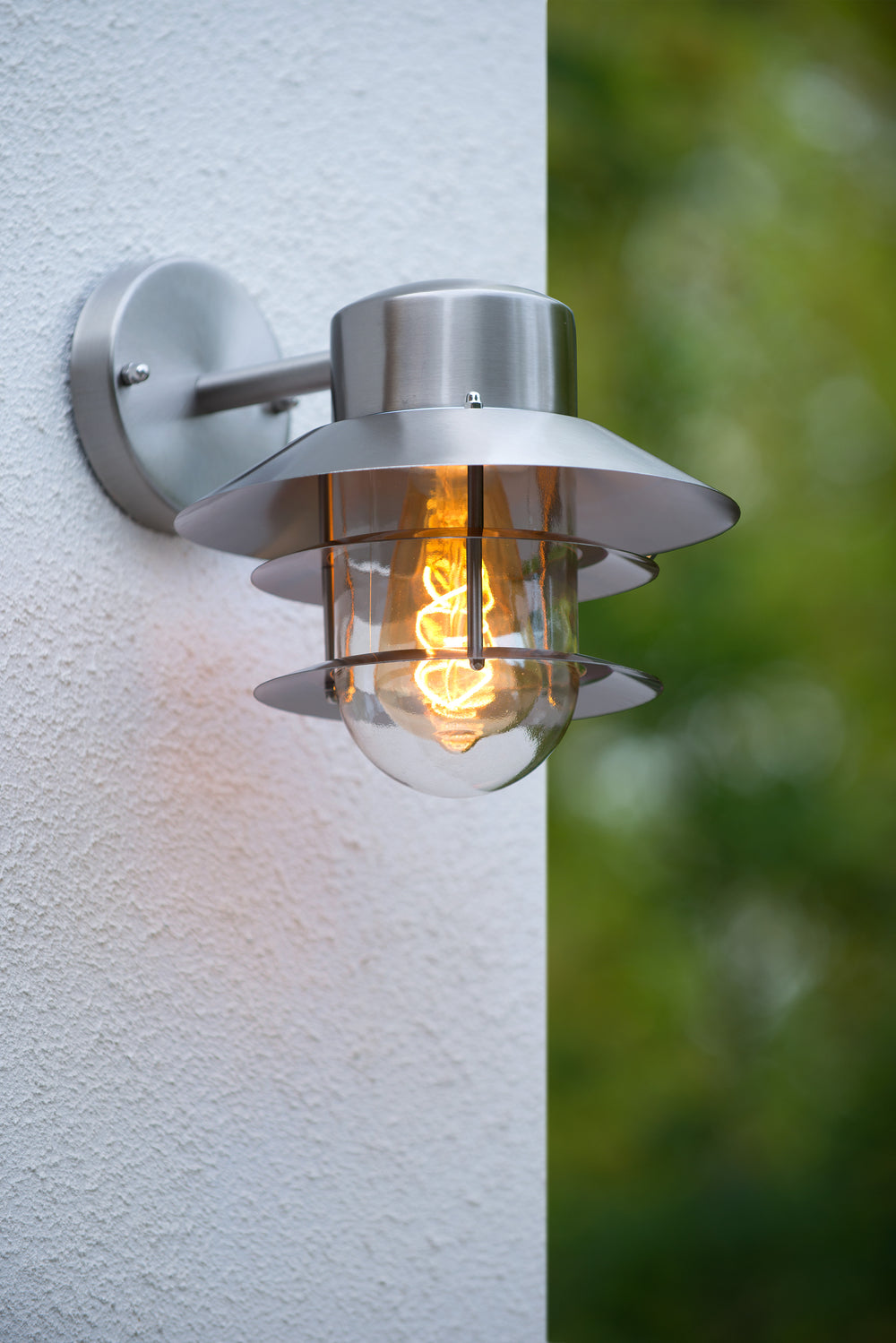 Lucide ZICO wall light stainless steel round IP44 E27 classic indoor outdoor 220-240V Ø218mm