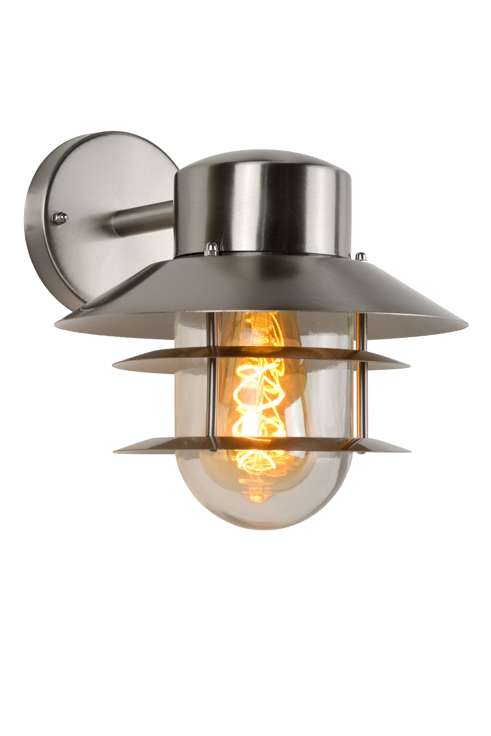 Lucide ZICO wall light stainless steel round IP44 E27 classic indoor outdoor 220-240V Ø218mm