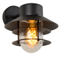 Lucide ZICO wall light Black, Outdoor/Indoor, 1xE27 socket, 60W max, IP44, Stainless Steel/Aluminum housing