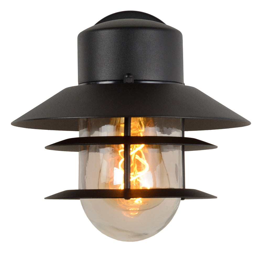 Lucide ZICO wall light Black, Outdoor/Indoor, 1xE27 socket, 60W max, IP44, Stainless Steel/Aluminum housing