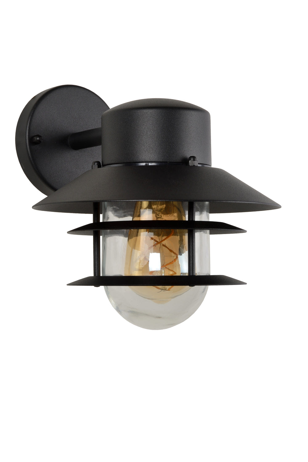 Lucide ZICO wall light Black, Outdoor/Indoor, 1xE27 socket, 60W max, IP44, Stainless Steel/Aluminum housing