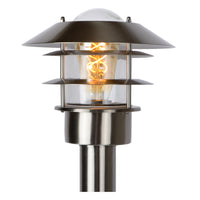 Lucide Zico Außenlaterne Pfosten, IP44 Edelstahl, 1xE27 60W max, 1000mm Höhe klassisches Design