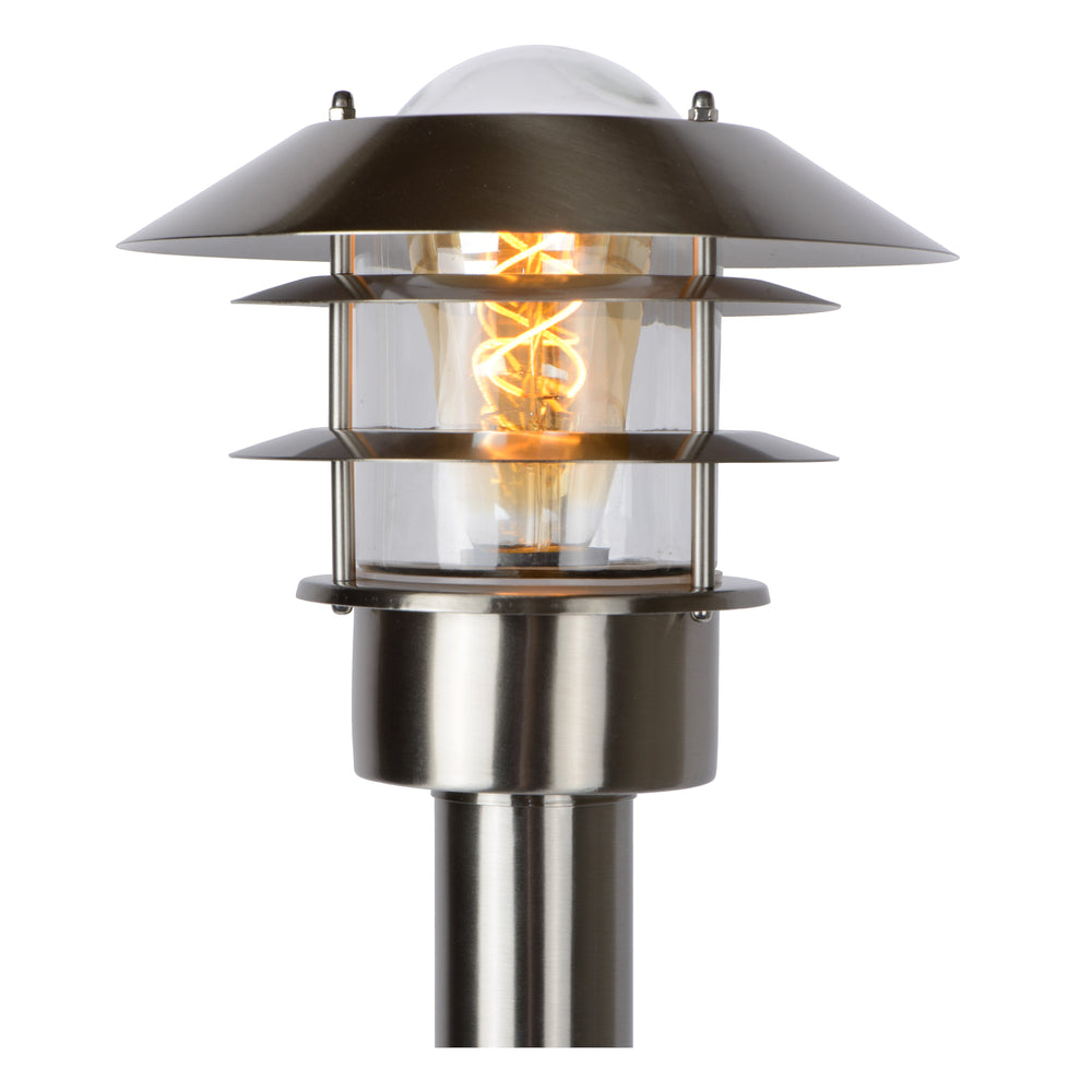 Lucide Zico Außenlaterne Pfosten, IP44 Edelstahl, 1xE27 60W max, 1000mm Höhe klassisches Design