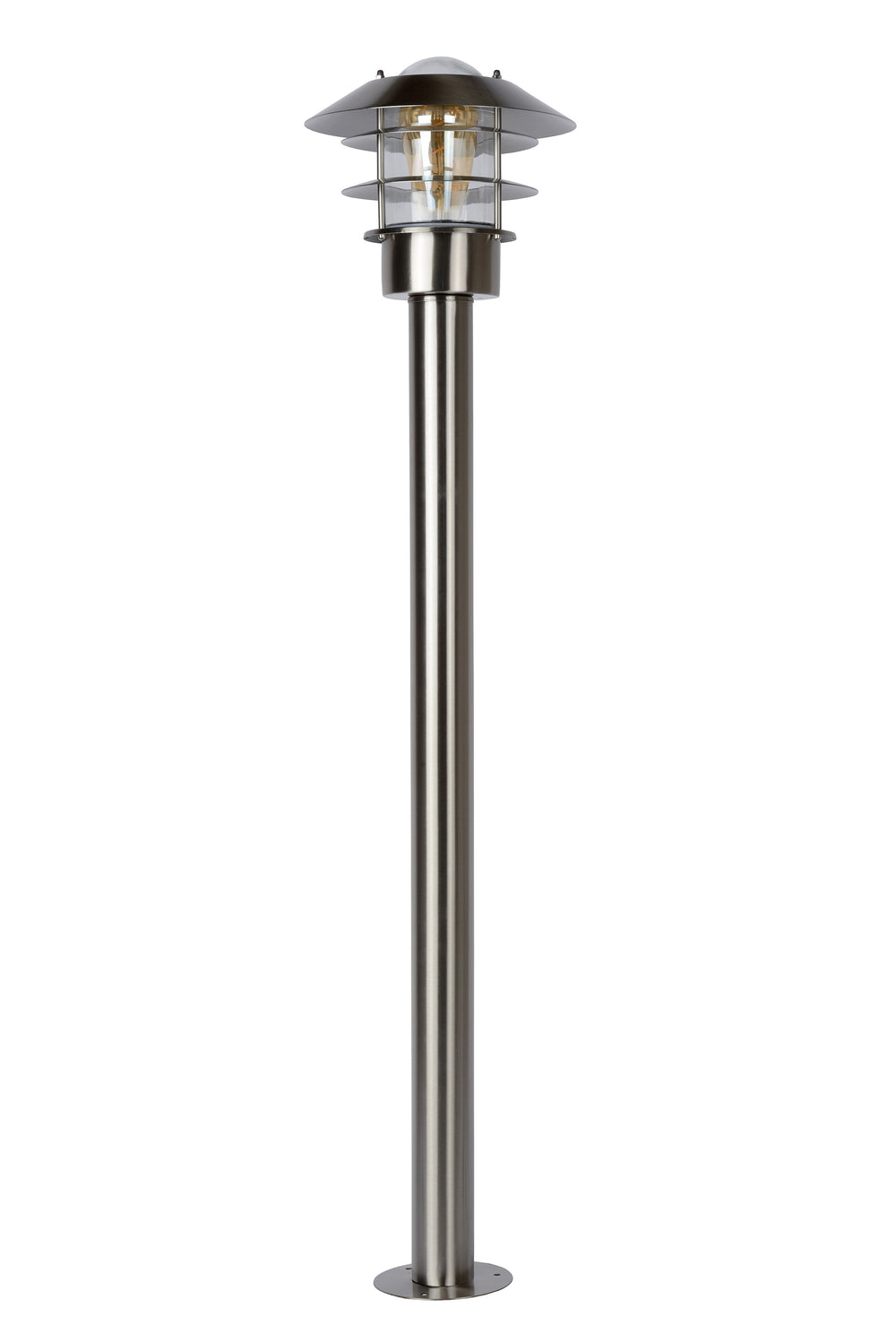 Lucide Zico Außenlaterne Pfosten, IP44 Edelstahl, 1xE27 60W max, 1000mm Höhe klassisches Design