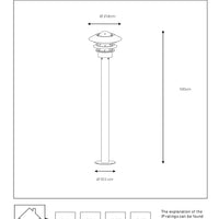 Lucide Zico Außenlaterne Pfosten, IP44 Edelstahl, 1xE27 60W max, 1000mm Höhe klassisches Design