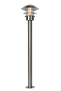 Lucide Zico Außenlaterne Pfosten, IP44 Edelstahl, 1xE27 60W max, 1000mm Höhe klassisches Design