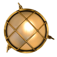 Lucide Dudley Wandleuchte innen außen rund 220mm E27 40W IP65 matt gold Messing Retro Stil