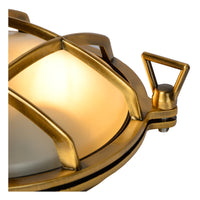 Lucide Dudley Wandleuchte innen außen rund 220mm E27 40W IP65 matt gold Messing Retro Stil