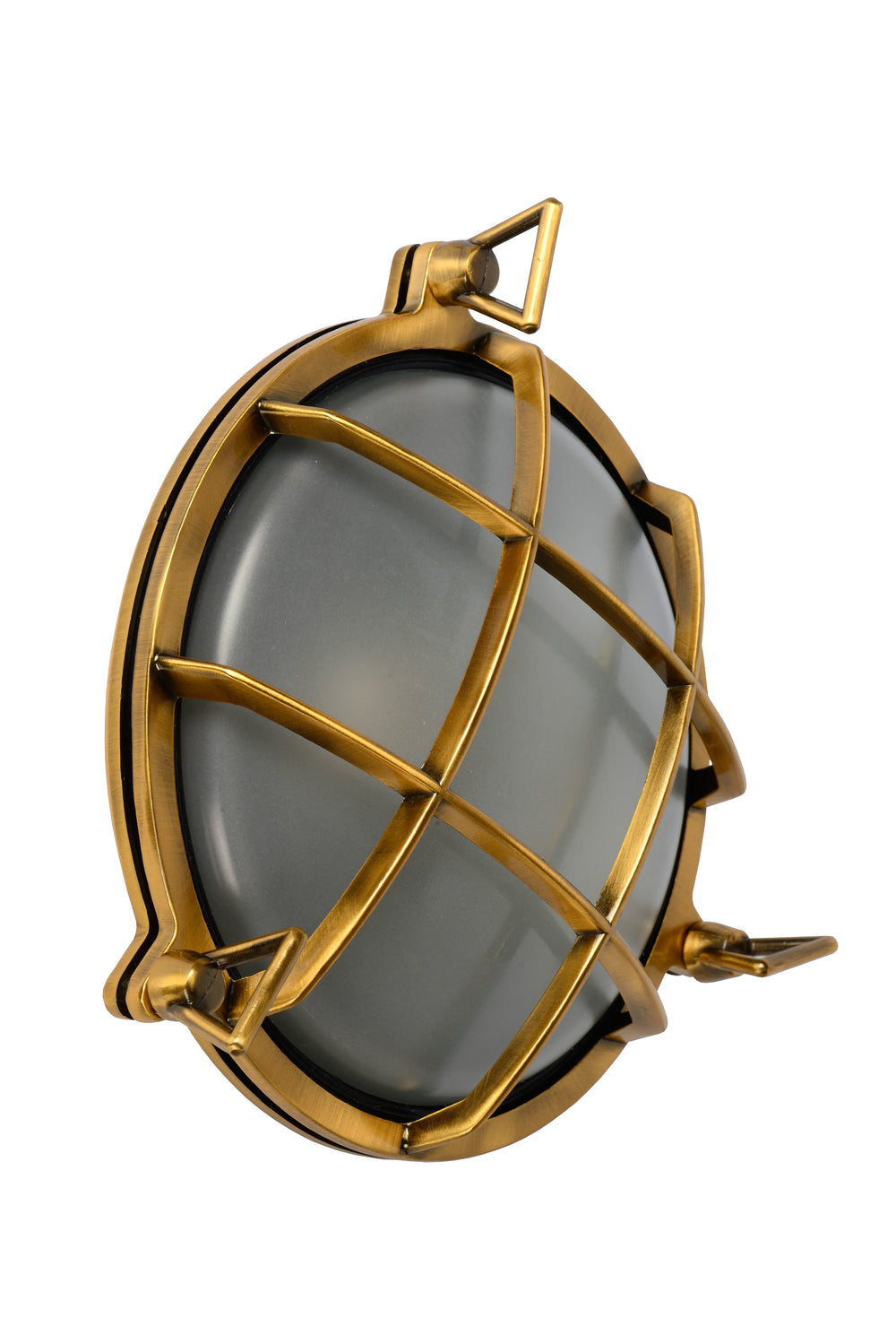 Lucide Dudley Wandleuchte innen außen rund 220mm E27 40W IP65 matt gold Messing Retro Stil