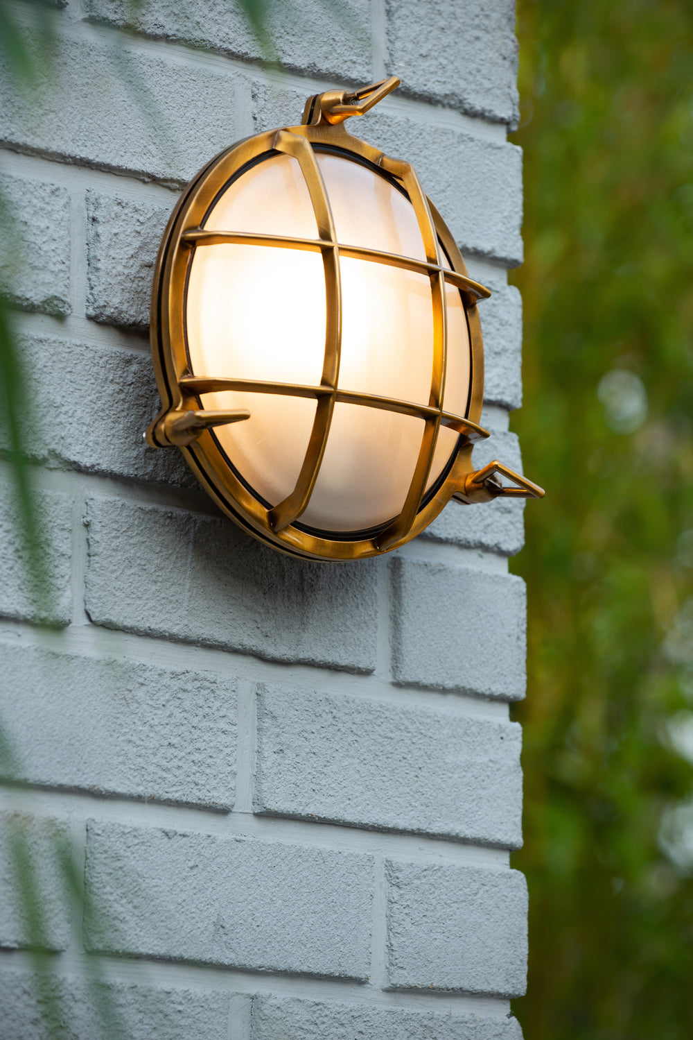 Lucide Dudley Wandleuchte innen außen rund 220mm E27 40W IP65 matt gold Messing Retro Stil
