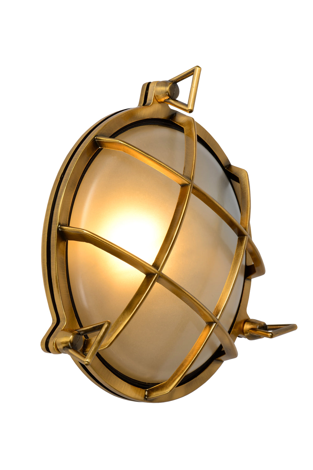 Lucide Dudley Wandleuchte innen außen rund 220mm E27 40W IP65 matt gold Messing Retro Stil