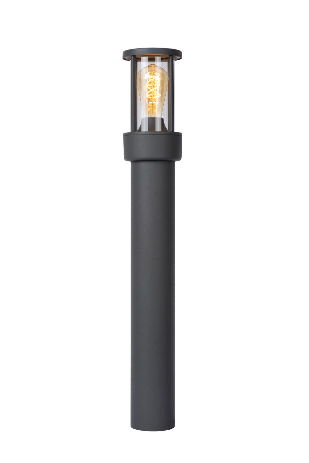 Lucide LORI Außen-LED-Steckdosensockelleuchte mit E27, IP44, Tag-Nacht-Sensor, 220-240V, 800mm Anthrazit