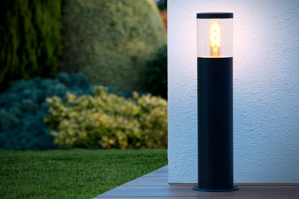 Lucide Fedor outdoor pedestal light, E27 socket, IP44, stainless steel Black, 490mm height