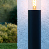 Lucide Fedor outdoor pedestal light, E27 socket, IP44, stainless steel Black, 490mm height