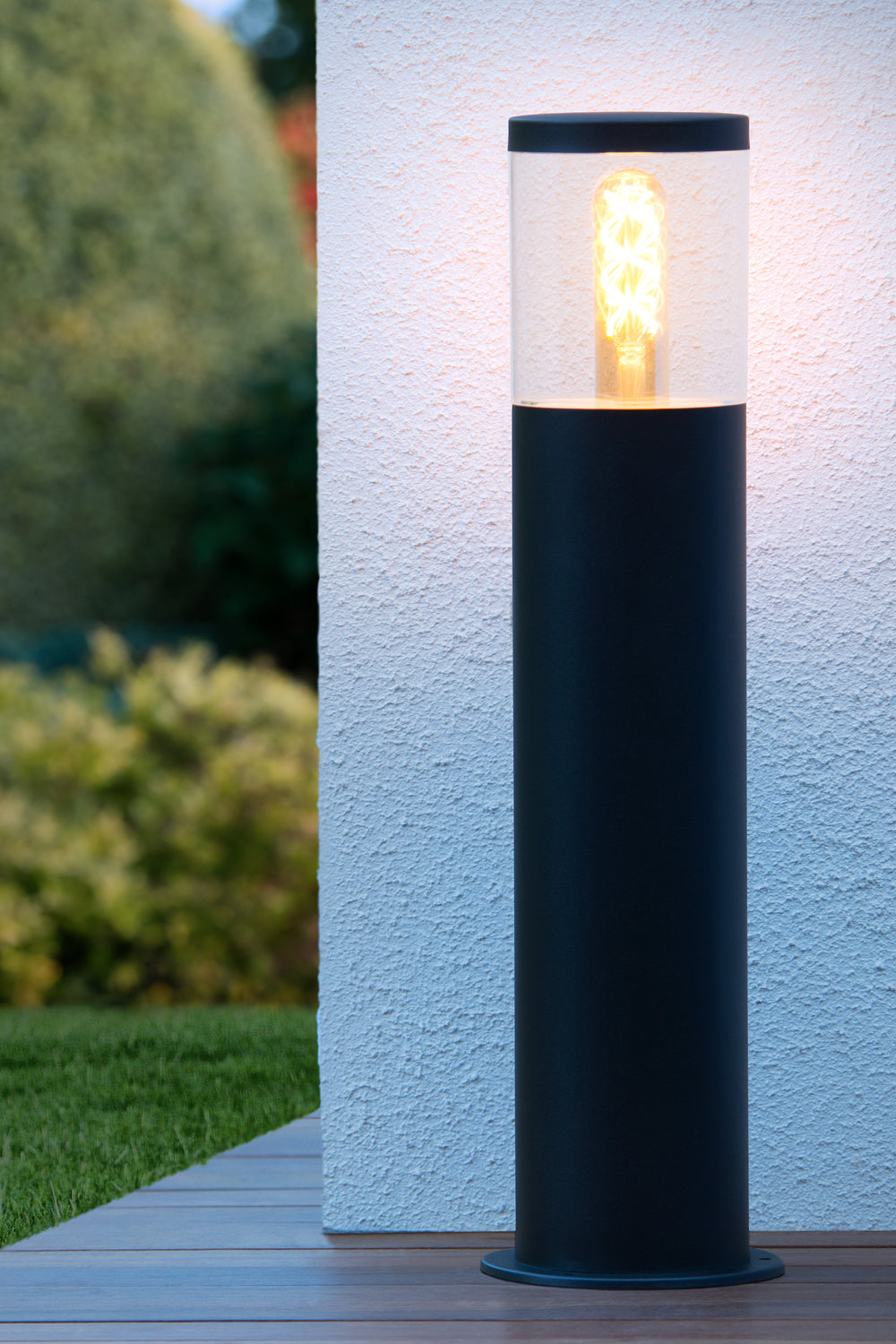 Lucide Fedor outdoor pedestal light, E27 socket, IP44, stainless steel Black, 490mm height