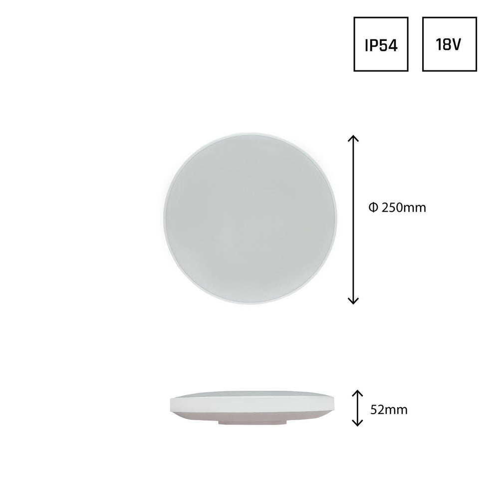 LED Deckenleuchte Nymphea IP54 - 18W 2050lm - Lichtfarbe optional - Bewegungs- und Dämmerungssensor
