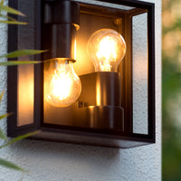 Lucide DUKAN LED Deckenleuchte Schwarz, 2xE27, IP65, Aluminiumdruckguss, 220x220mm Innen Außen