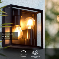 Lucide DUKAN LED Deckenleuchte Schwarz, 2xE27, IP65, Aluminiumdruckguss, 220x220mm Innen Außen