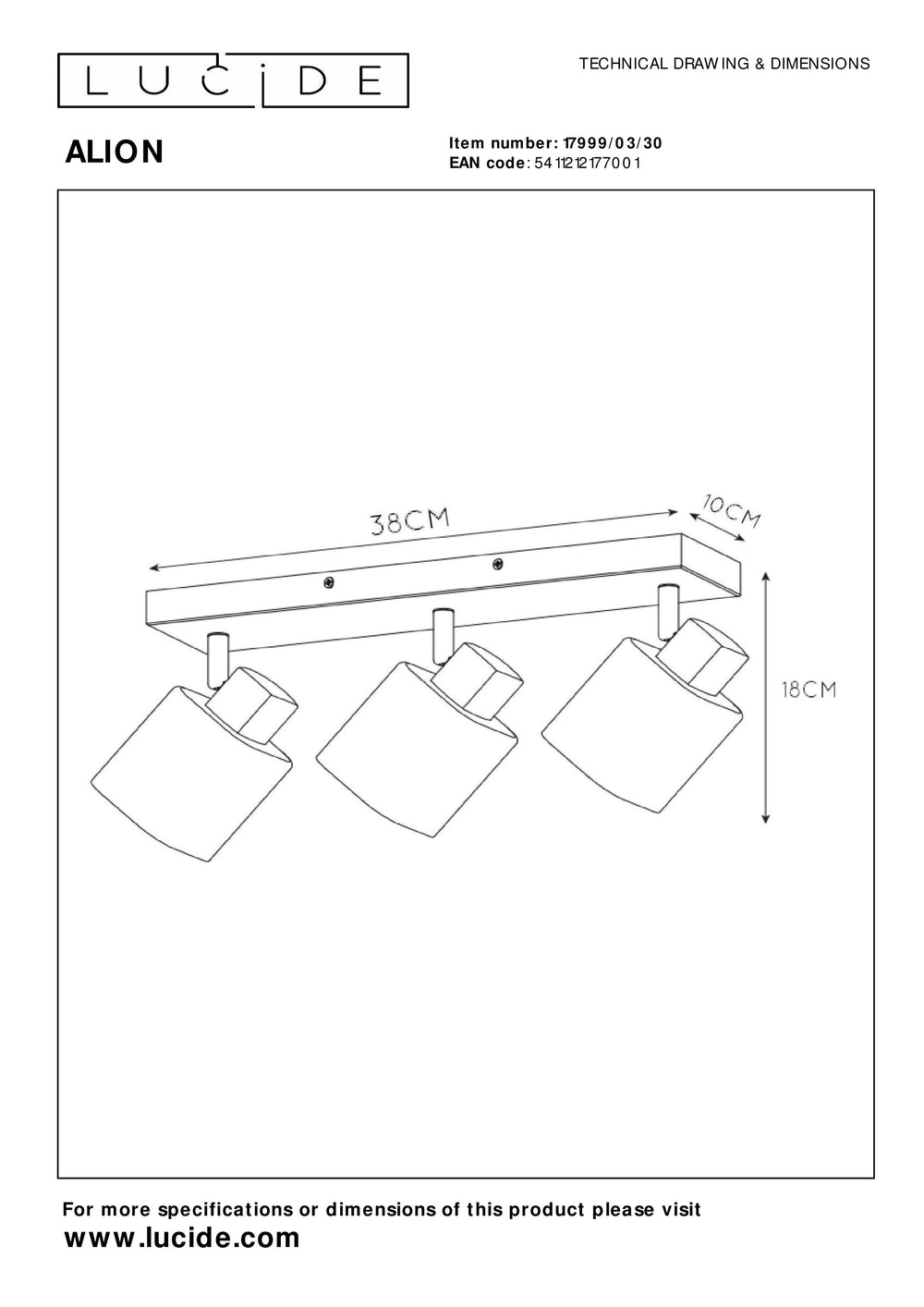 Lucide ALION Deckenstrahler 3xE14 Schwarz, verstellbare Retro-Metall-Innenleuchte, IP20, dimmbar 230V
