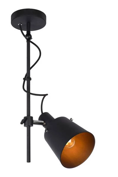 Lucide QUINNY ceiling spotlight Black, 1xE27 socket, steel housing, rotatable 360°, IP20, 220-240V
