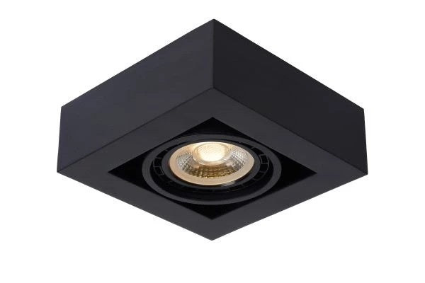 Lucide ZEFIX LED ceiling spotlight, dim to warm, GU10 12W 2200K-3000K, adjustable, square, Black, IP20
