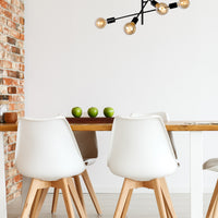 Lucide LESTER ceiling light, 6xE27 sockets, 220-240V, dimmable, modern metal design in Matt Black, IP20