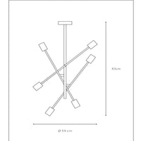 Lucide LESTER ceiling light, 6xE27 sockets, 220-240V, dimmable, modern metal design in Matt Black, IP20
