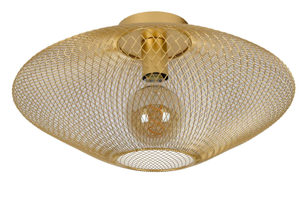 Lucide MESH ceiling light, 1xE27, 40W max, IP20, Sandy Gold metal, 450x450x240mm modern design