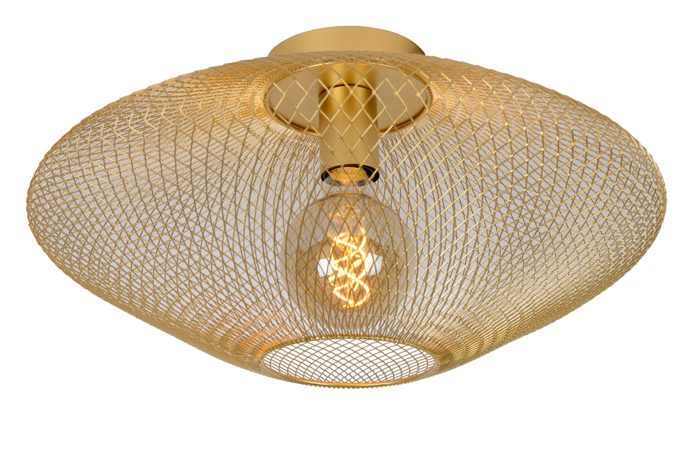 Lucide MESH ceiling light, 1xE27, 40W max, IP20, Sandy Gold metal, 450x450x240mm modern design