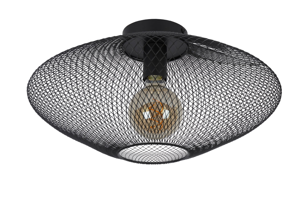 Lucide MESH ceiling light Ø45cm, E27 socket, 220-240V, 40W max, metal matt black, IP20 modern design