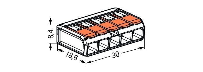 WAGO connection terminal 5-way 4mm² 221-415 IP20 compatible CE RoHS 220-240V 25 pieces