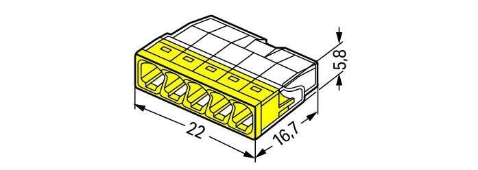 Verbindungsklemme 5-fach WAGO 2273-205 für 0,5-2,5 mm² Drähte, IP20, CE & RoHS zertifiziert, 100 Stück Verpackung