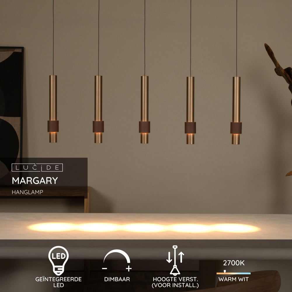 Lucide MARGARY LED Pendelleuchte, dimmbar 5x4.2W 2700K 230V, Aluminium Kaffeefinish, modern höhenverstellbar