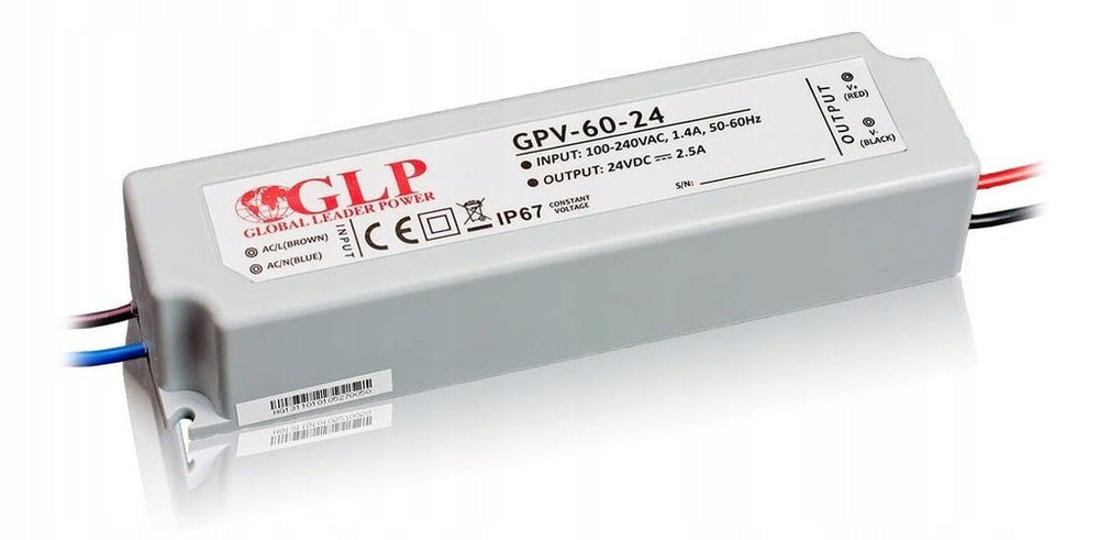 GLP LED power adapter 24V 60W 2.5A IP67 waterproof