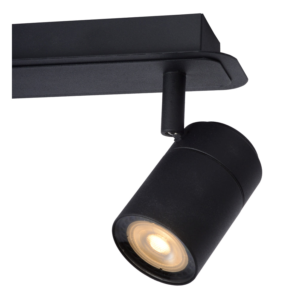 Lucide LENNERT LED bathroom ceiling spotlight, 2x5W GU10 dimmable, 3000K, IP44, Sand Matt Black