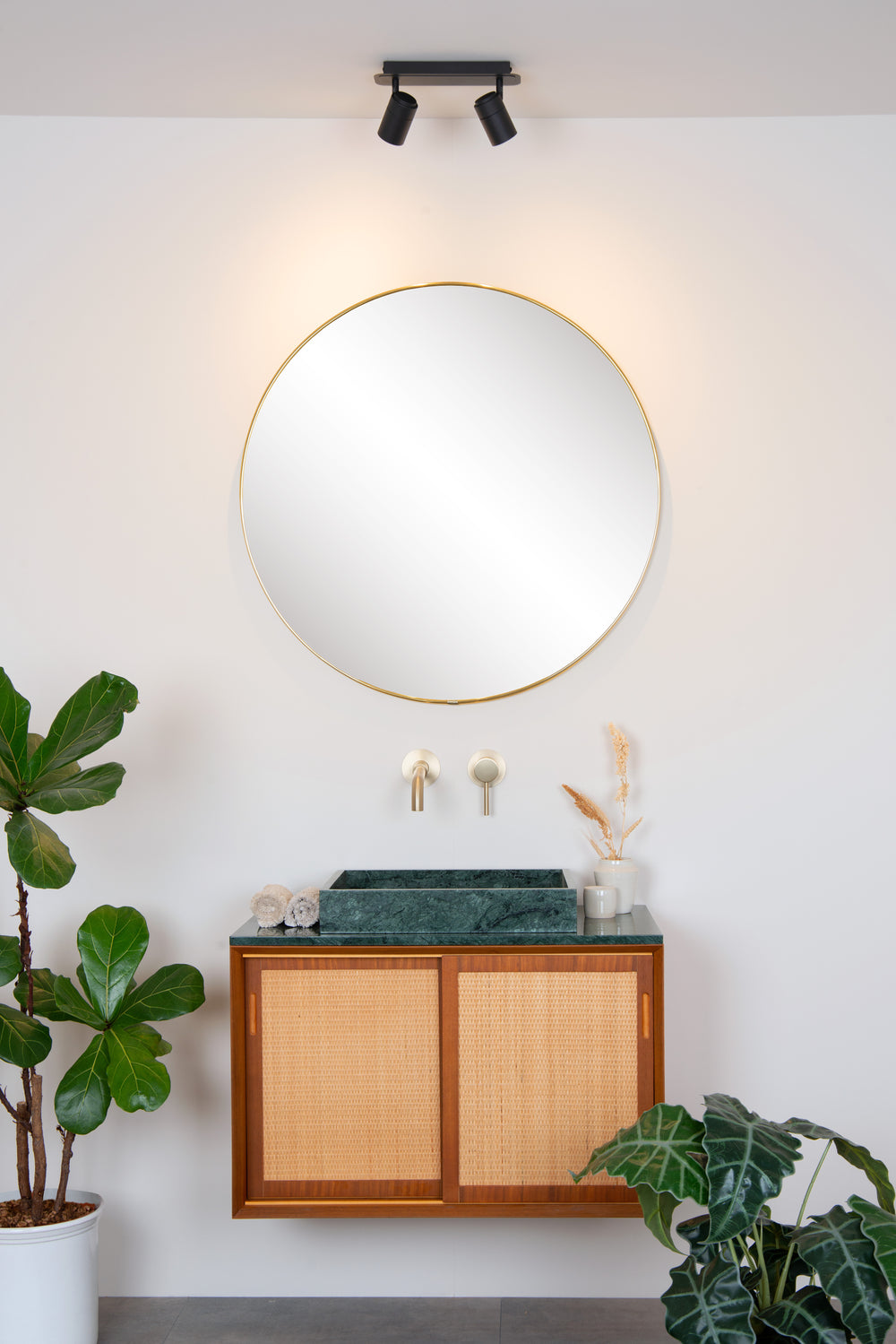 Lucide LENNERT LED bathroom ceiling spotlight, 2x5W GU10 dimmable, 3000K, IP44, Sand Matt Black