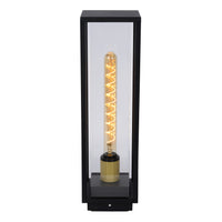 Lucide Laurens outdoor sokkellamp, E27 fitting, IP54 waterproof, Black metal housing with glass diffuser