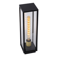 Lucide Laurens outdoor sokkellamp, E27 fitting, IP54 waterproof, Black metal housing with glass diffuser