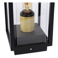 Lucide Laurens outdoor sokkellamp, E27 fitting, IP54 waterproof, Black metal housing with glass diffuser