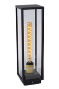 Lucide Laurens outdoor sokkellamp, E27 fitting, IP54 waterproof, Black metal housing with glass diffuser